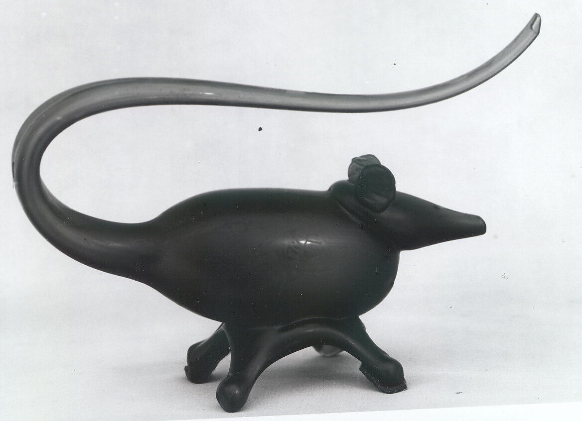 Figure of a Mouse in Deep Blue Glass, Glass; mold-blown with applied decoration