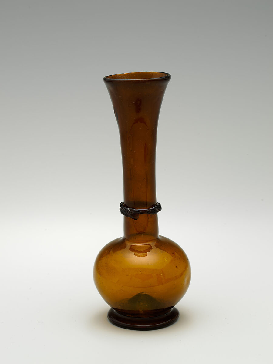 Vase, Glass; blown, applied, tooled on the pontil