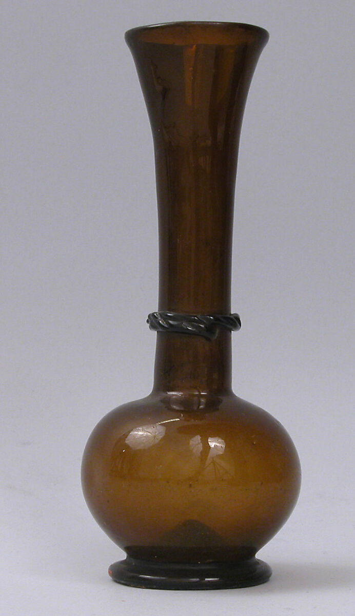 Vase, Glass; blown, applied, tooled on the pontil
