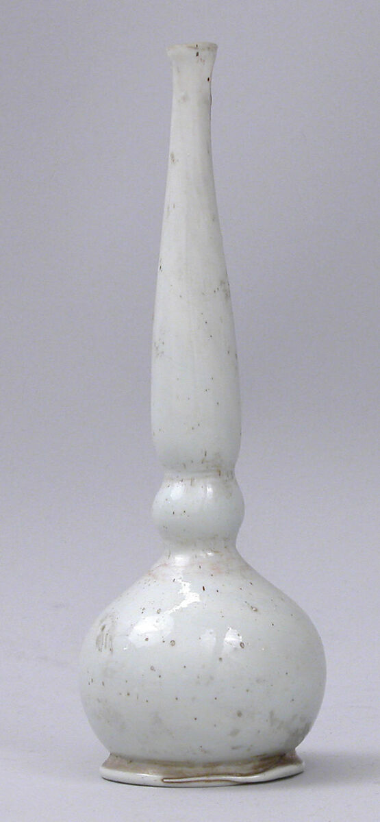 Bottle, Glass; free blown, tooled on the pontil 