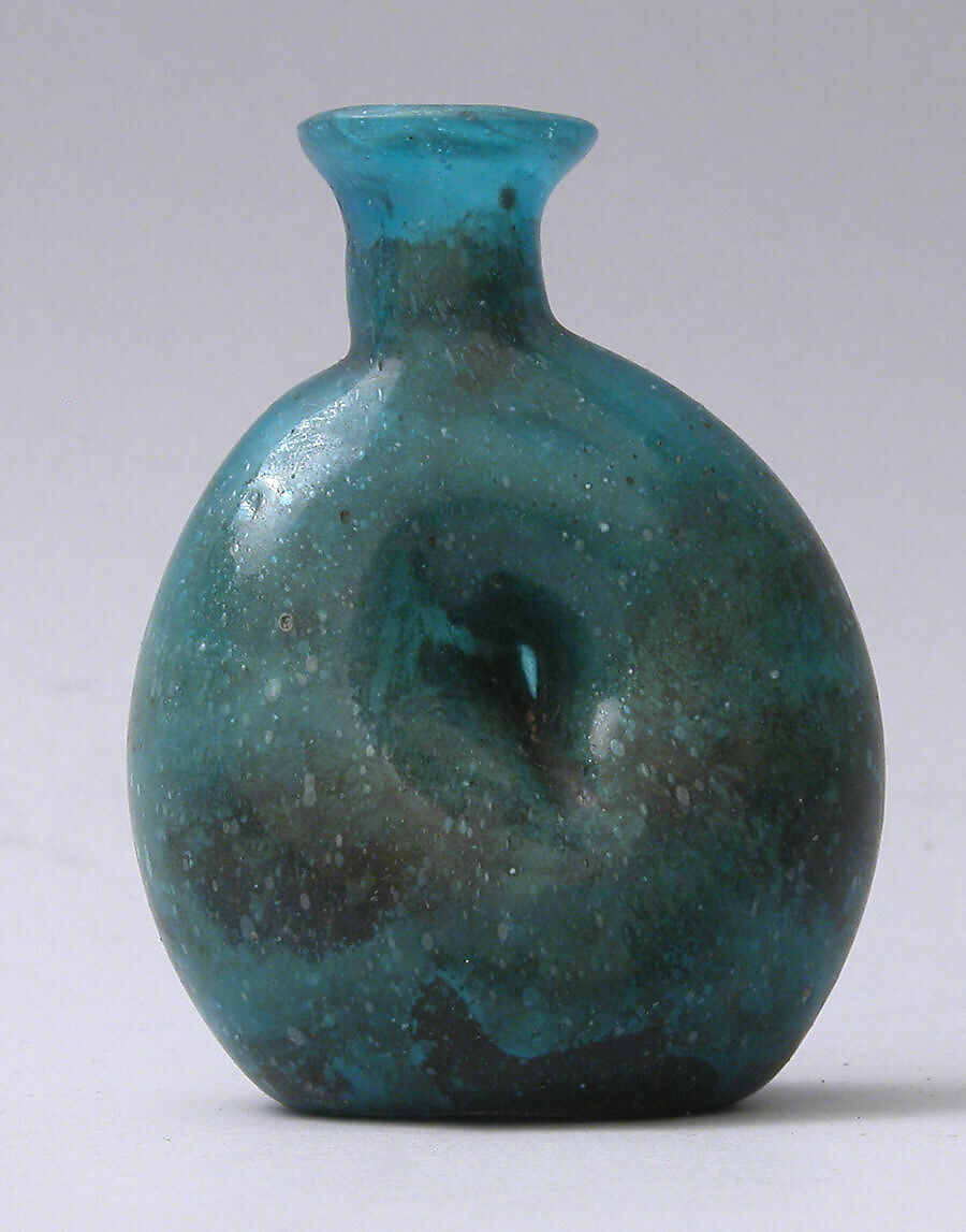 Blue Flask, Glass; blown