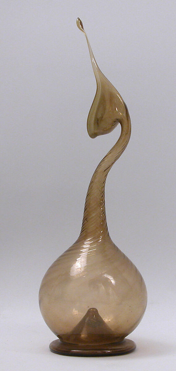 Swan-Neck Bottle (Ashkdan), Glass; dip molded, blown, folded foot