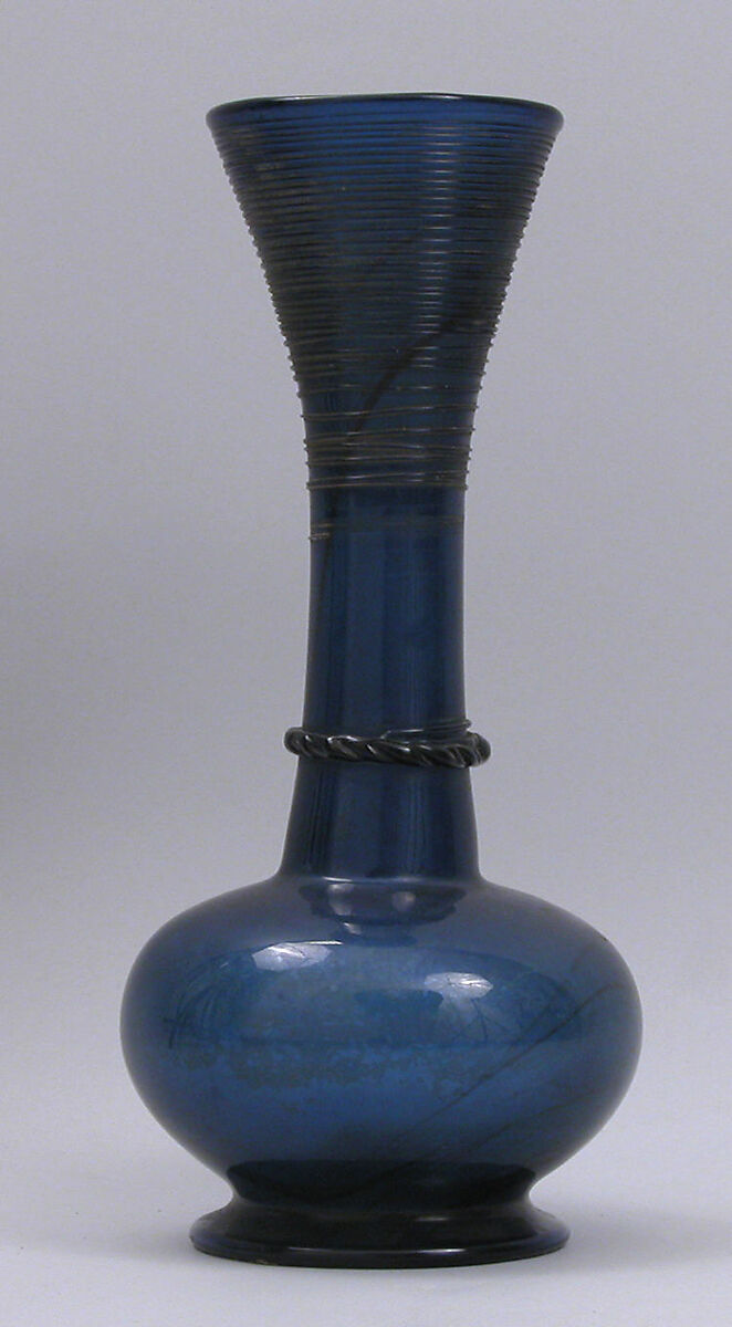 Bottle, Glass; blown, applied decoration; tooled on the pontil