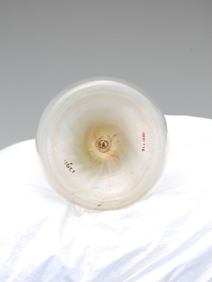 Bottle, Glass; mold blown, tooled on the pontil