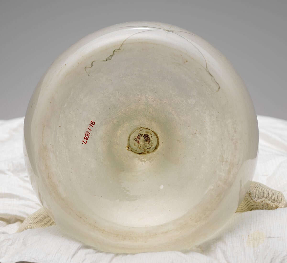 Bottle, Glass; free blown