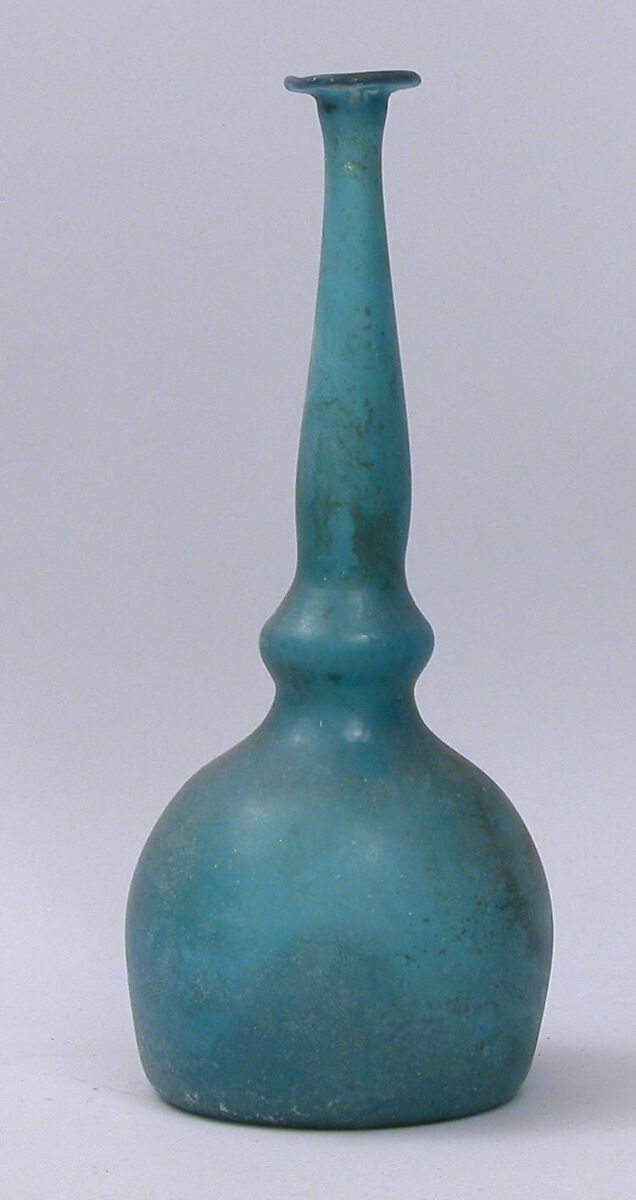 Bottle, Glass; free blown, tooled