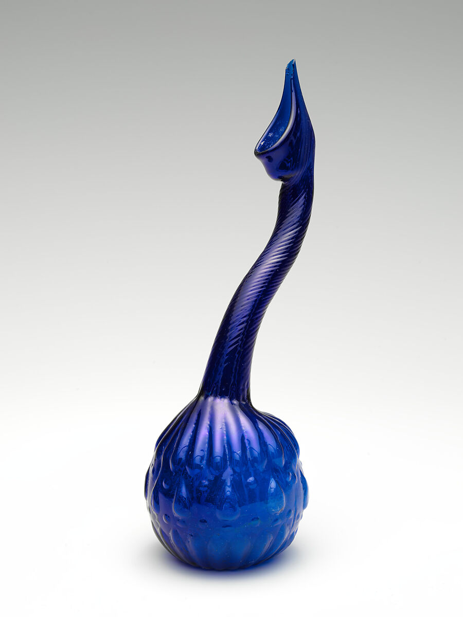 Swan-Neck Bottle (Ashkdan), Glass; mold blown; tooled on the pontil