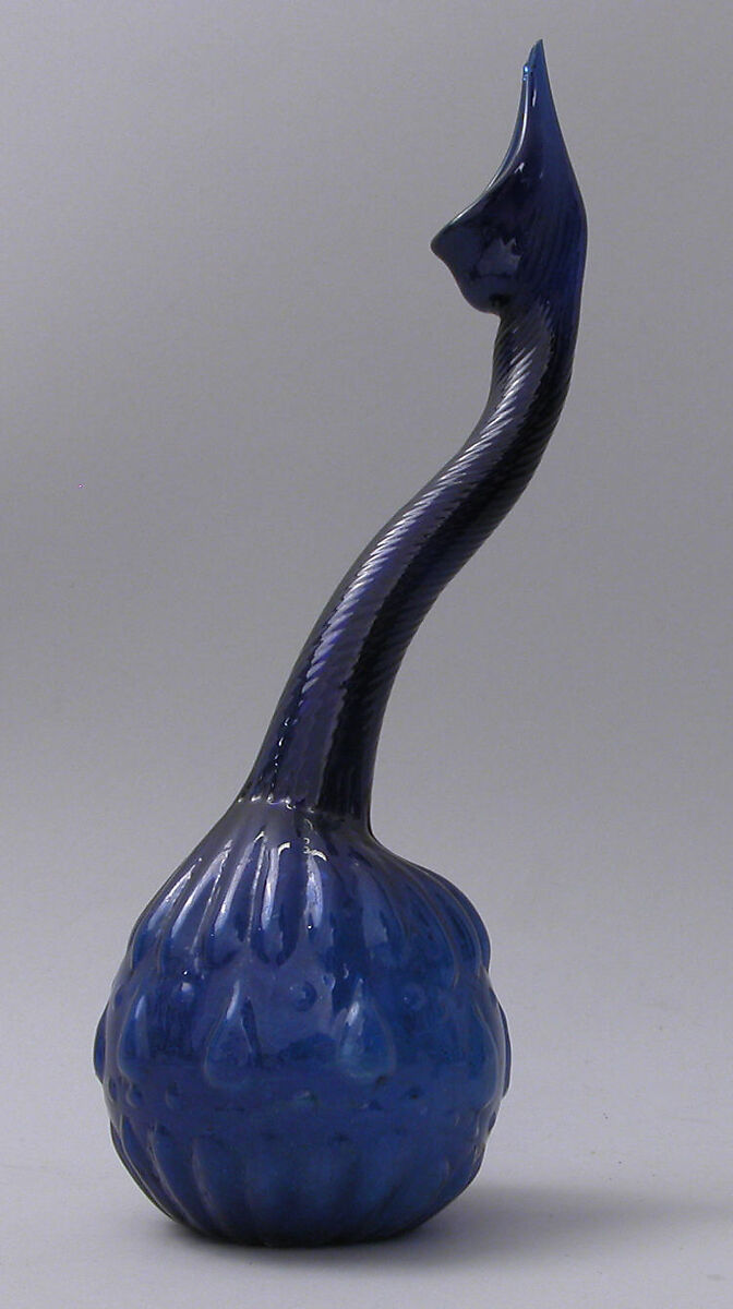 Swan-Neck Bottle (Ashkdan), Glass; mold blown; tooled on the pontil 