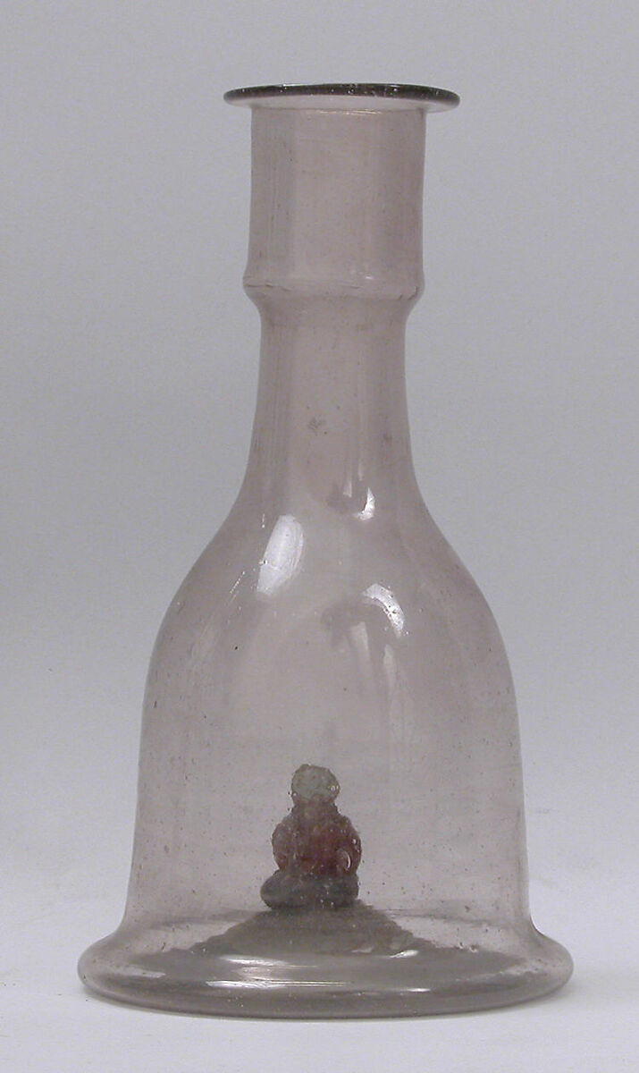 Water Pipe Base, Glass; free blown with applied decoration, tooled on the pontil