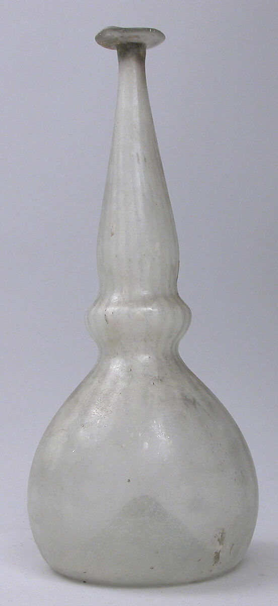 Bottle, Glass; mold blown, tooled on the pontil 