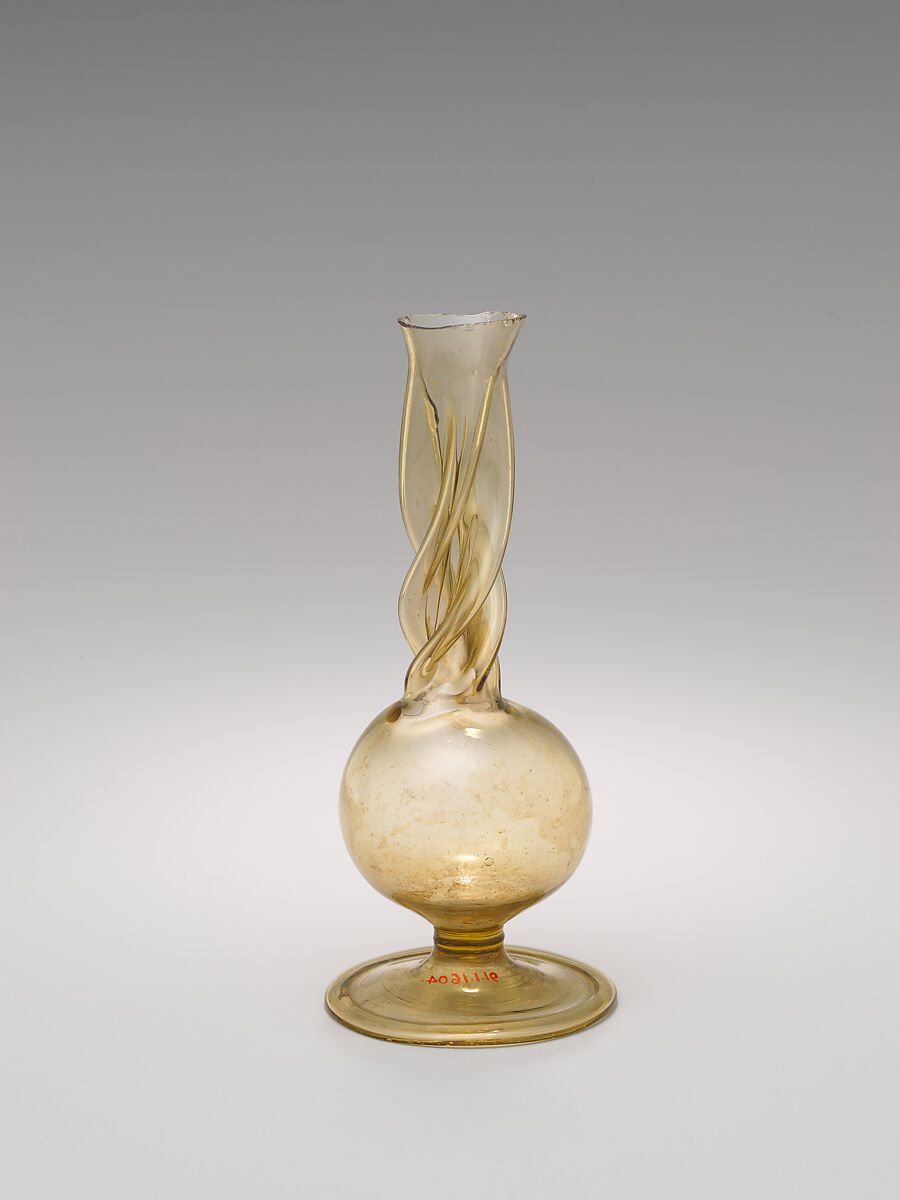 Vase, Glass; free blown, tooled