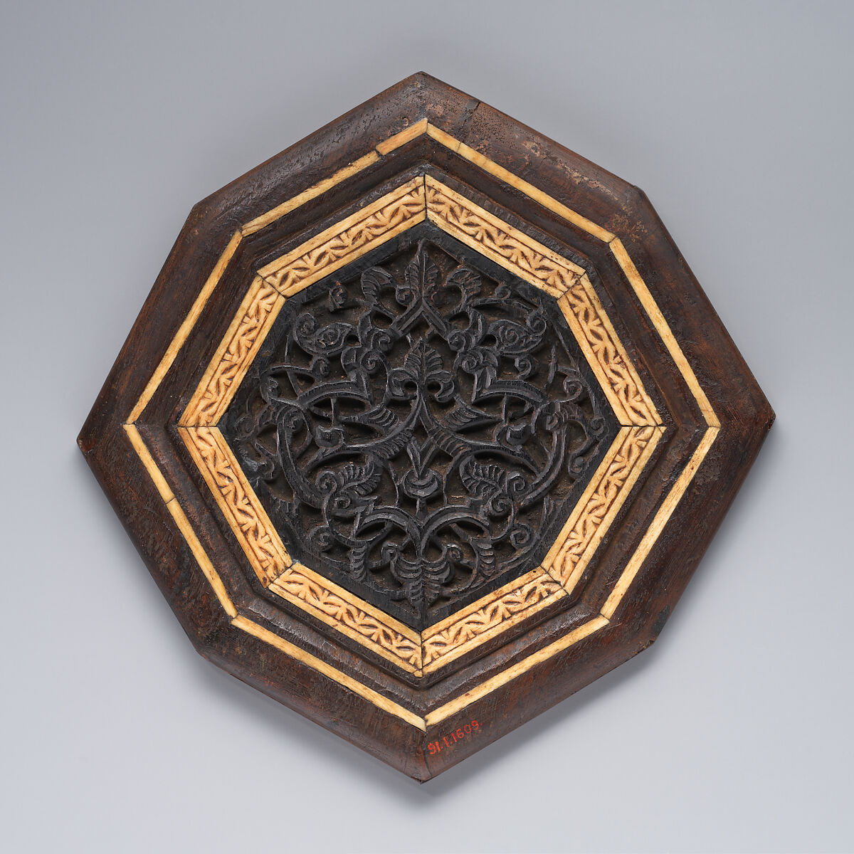 Panel from Minbar, Wood; carved, inlaid with carved ivory 