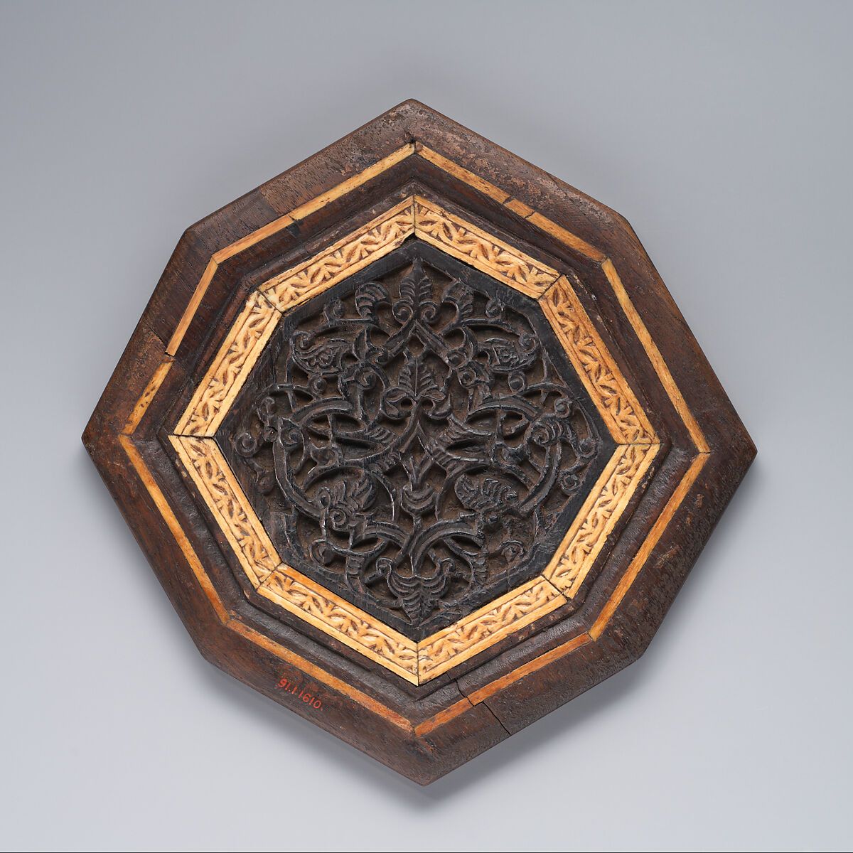 Panel of Minbar, Wood; carved, inlaid with carved ivory 