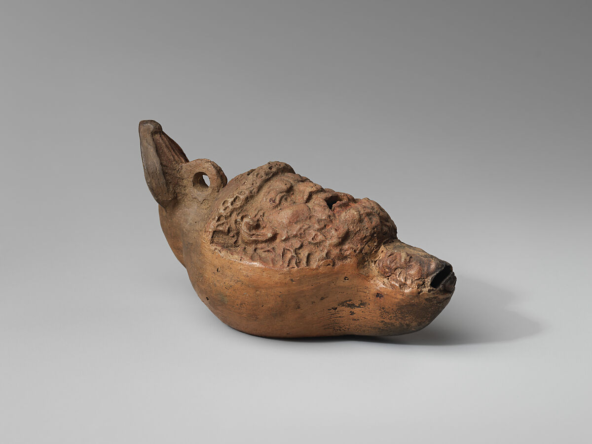 Lamp in the Form of a Mask, Earthenware; molded
