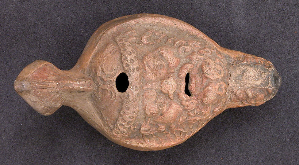 Lamp in the Form of a Mask, Earthenware; molded