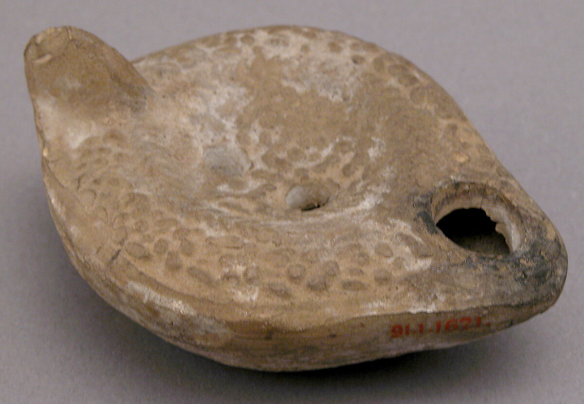 Lamp with Jewish Symbols, Earthenware; molded