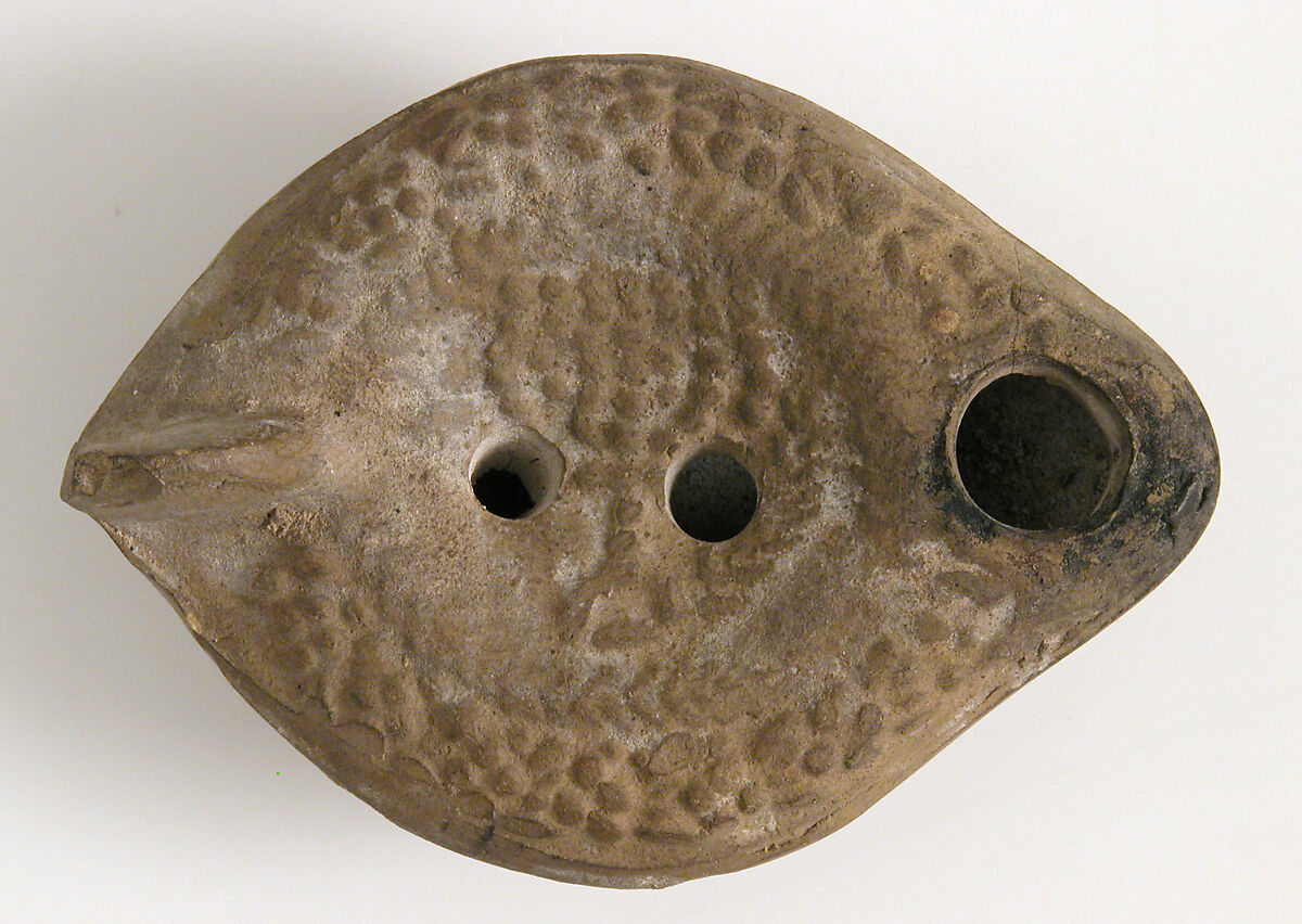 Lamp with Jewish Symbols, Earthenware; molded