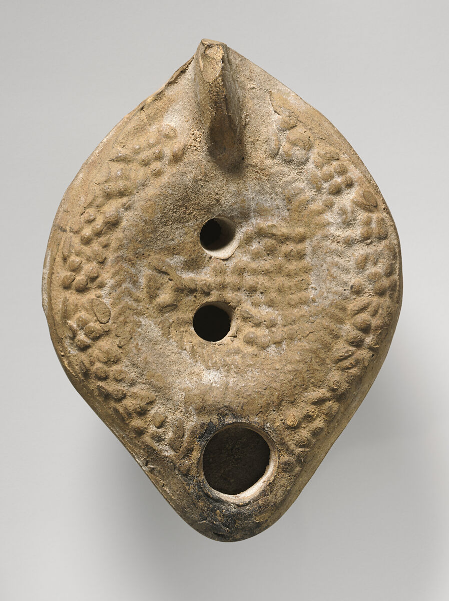 Lamp with Jewish Symbols, Earthenware; molded 