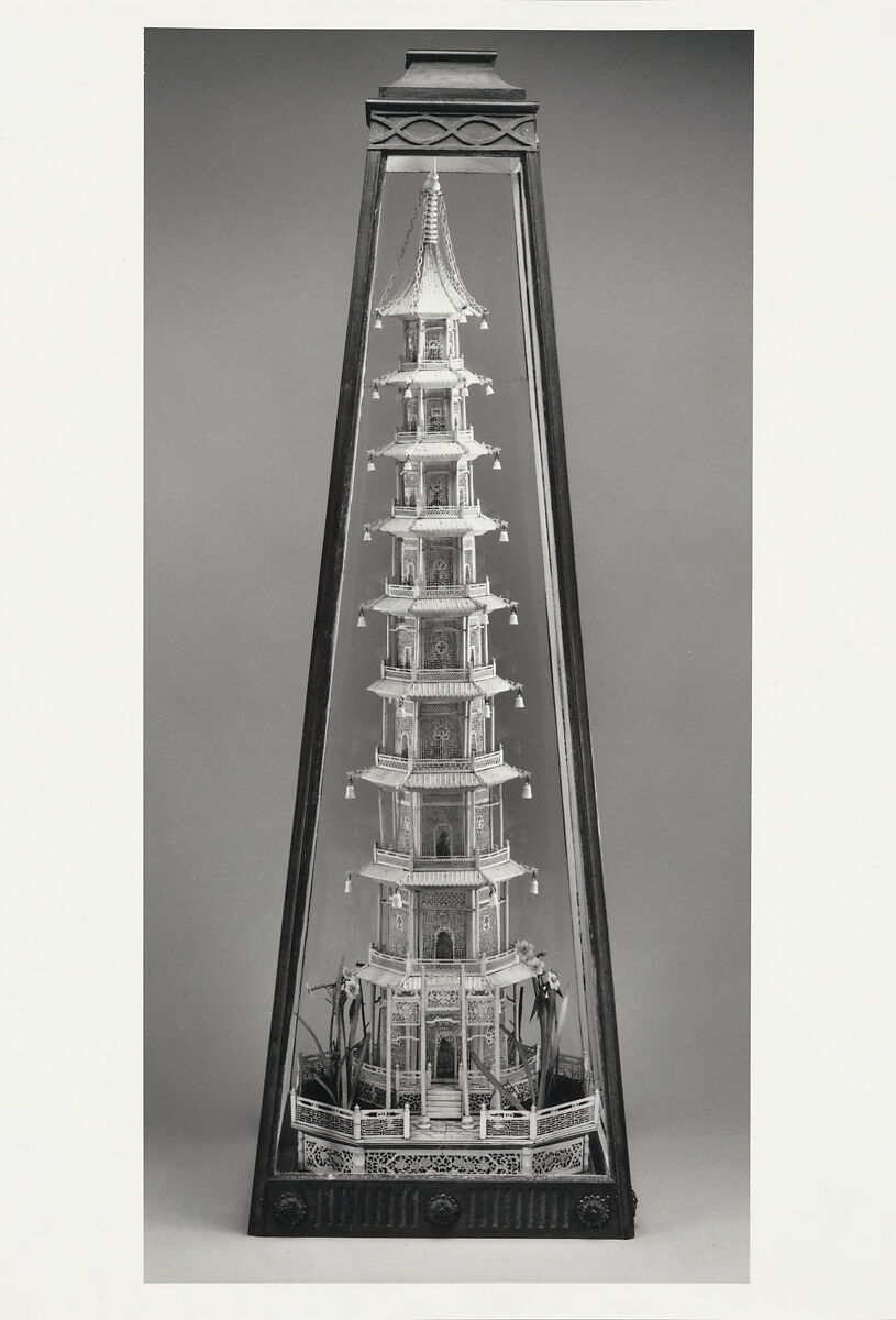 Pagoda and Case, Ivory, wood, Chinese, for American market