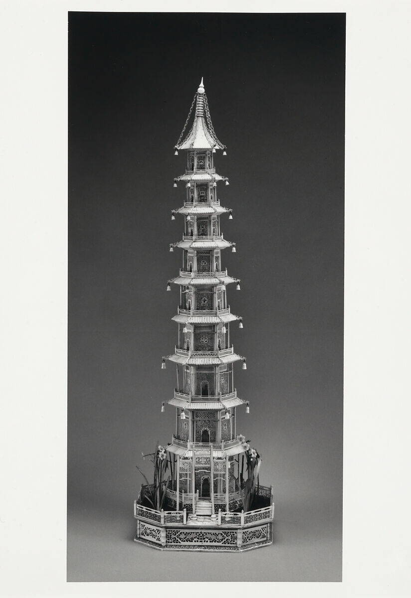 Pagoda and Case, Ivory, wood, Chinese, for American market