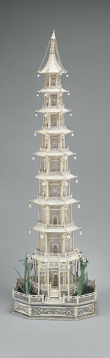 Pagoda and Case, Ivory, wood, Chinese, for American market 