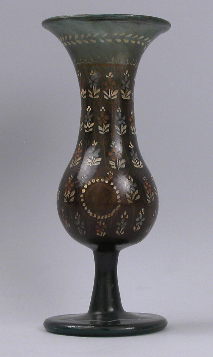 Vase, Glass; blown, painted, tooled 
