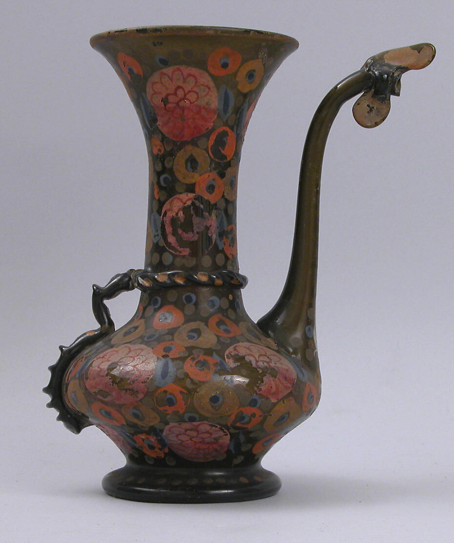 Ewer, Glass; painted 