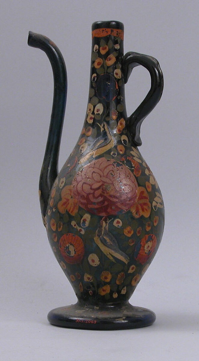 Ewer, Glass; painted 