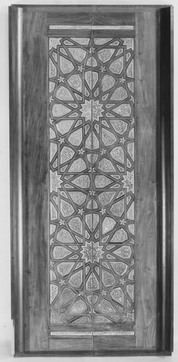 Pair of Minbar Doors, Wood (rosewood and mulberry); carved and inlaid with carved ivory, ebony, and other woods