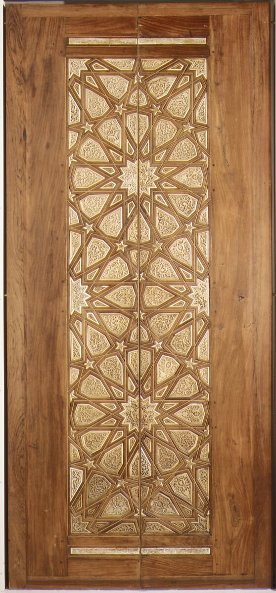 Pair of Minbar Doors, Wood (rosewood and mulberry); carved and inlaid with carved ivory, ebony, and other woods