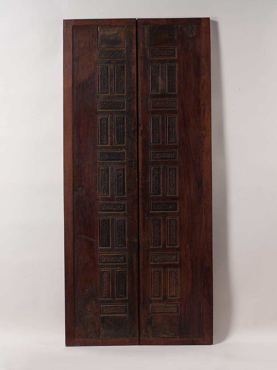 Pair of Minbar Doors, Wood (rosewood and mulberry); carved and inlaid with carved ivory, ebony, and other woods