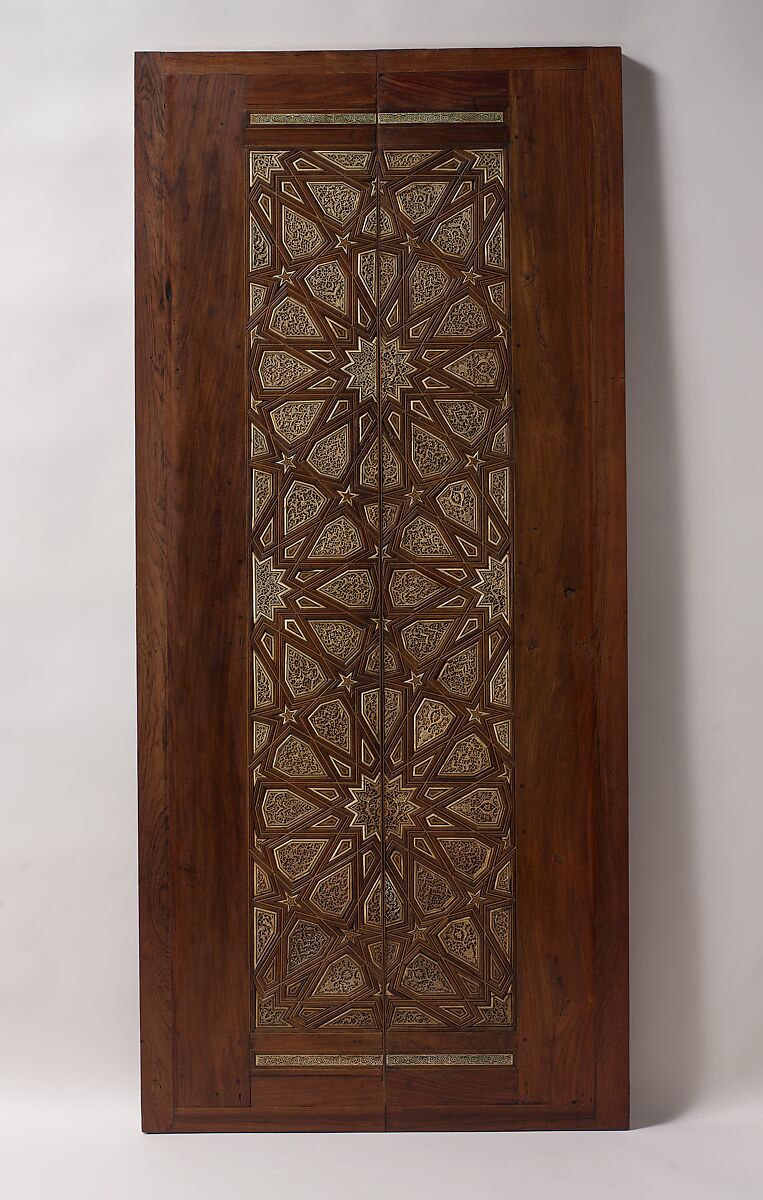 Pair of Minbar Doors, Wood (rosewood and mulberry); carved and inlaid with carved ivory, ebony, and other woods