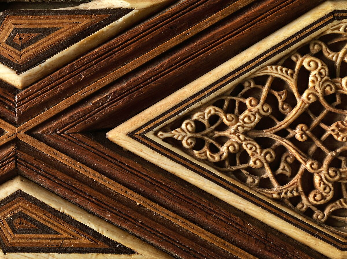 Pair of Minbar Doors, Wood (rosewood and mulberry); carved and inlaid with carved ivory, ebony, and other woods