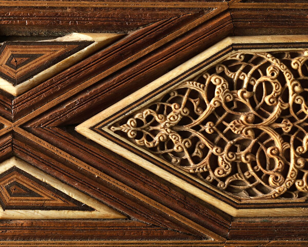 Pair of Minbar Doors, Wood (rosewood and mulberry); carved and inlaid with carved ivory, ebony, and other woods