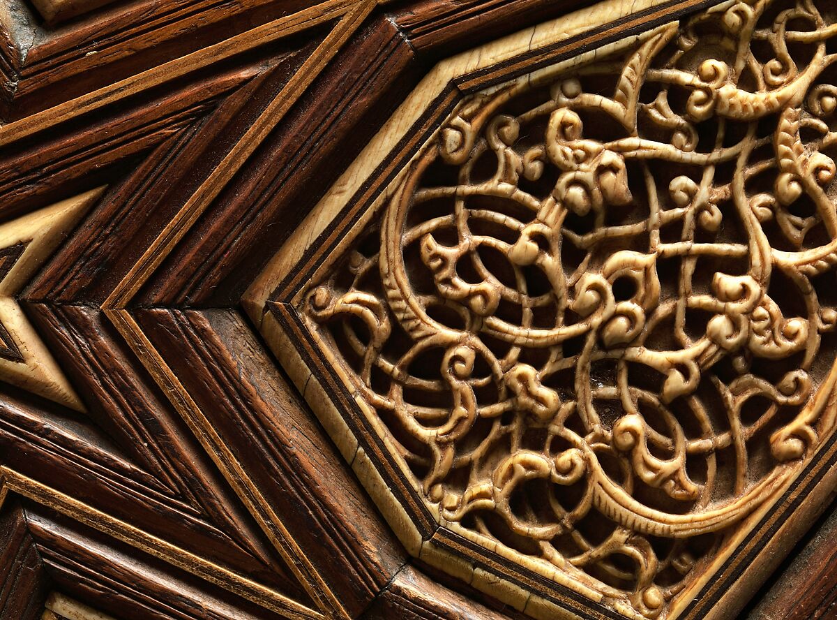 Pair of Minbar Doors, Wood (rosewood and mulberry); carved and inlaid with carved ivory, ebony, and other woods