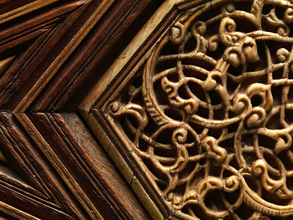 Pair of Minbar Doors, Wood (rosewood and mulberry); carved and inlaid with carved ivory, ebony, and other woods