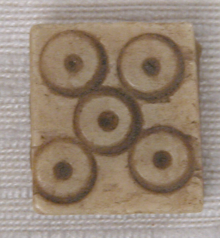 Counter, Bone; incised and inlaid with paint