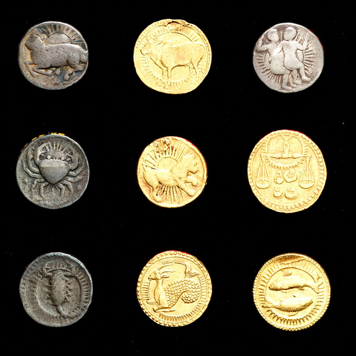 Group of Zodiac Coins--Aries, Leo, Pisces, Taurus, Capricorn, Silver