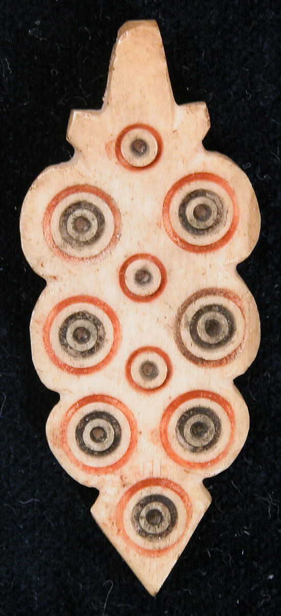 Amulet, Bone; incised and inlaid with paint 