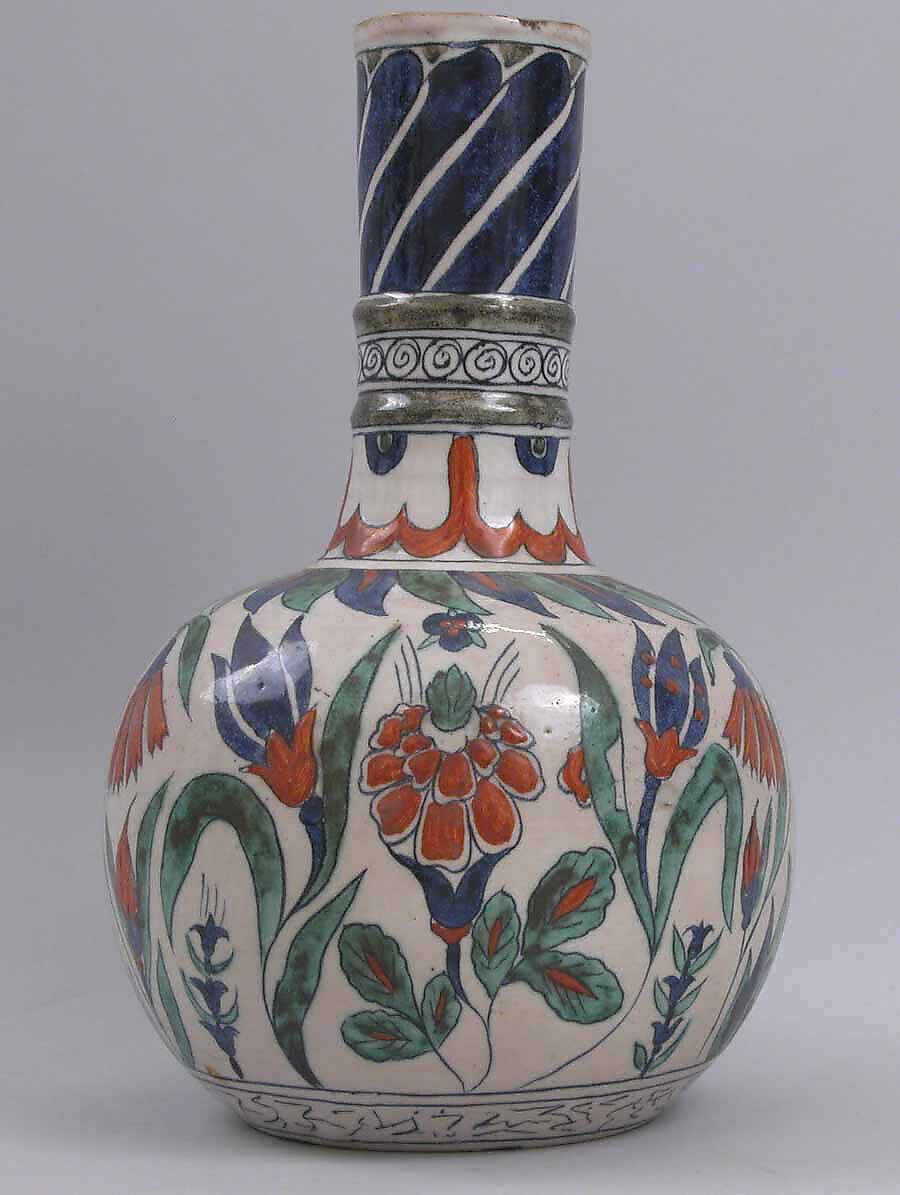 Bottle, Stonepaste; glazed 