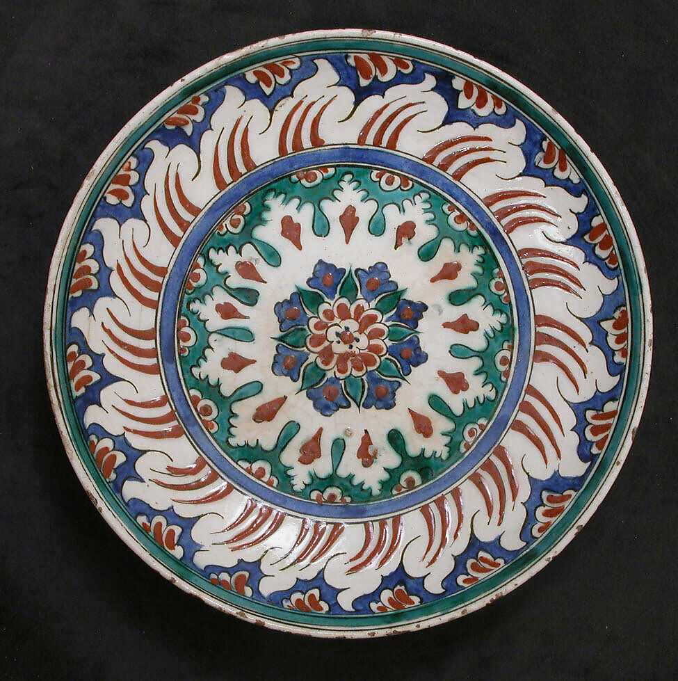 Dish, Stonepaste; painted and glazed 