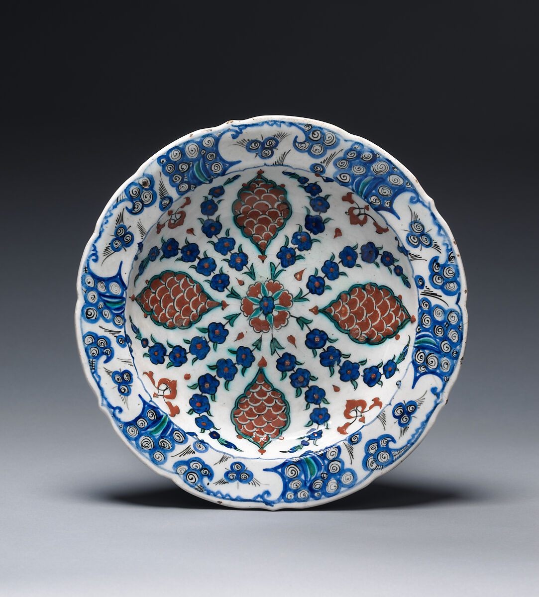 Dish, Stonepaste; painted and glazed