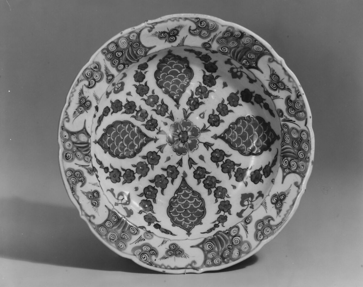 Dish, Stonepaste; painted and glazed