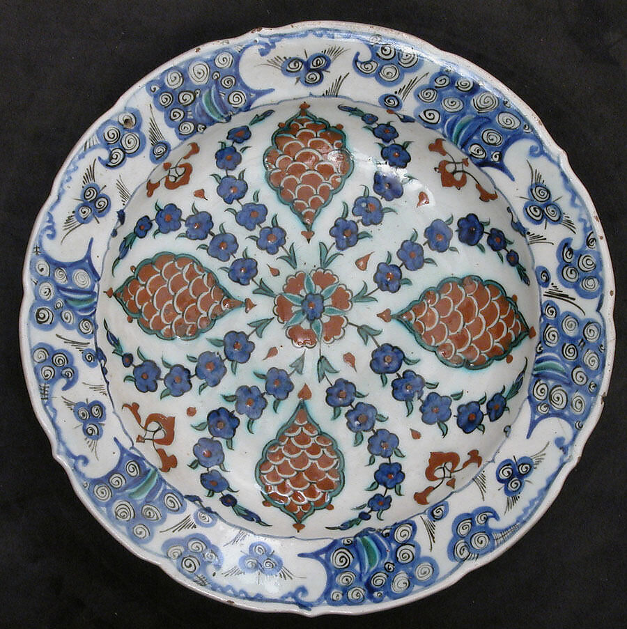 Dish, Stonepaste; painted and glazed 