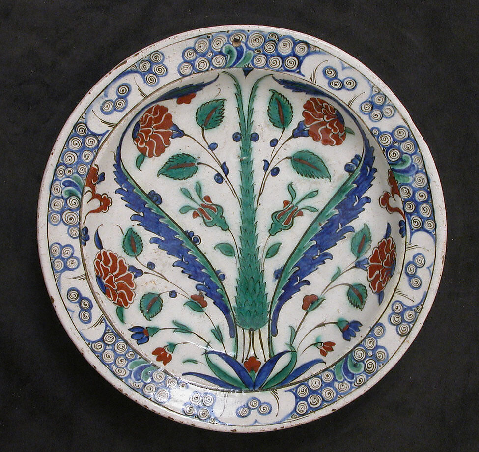 Dish, Stonepaste; painted and glazed 