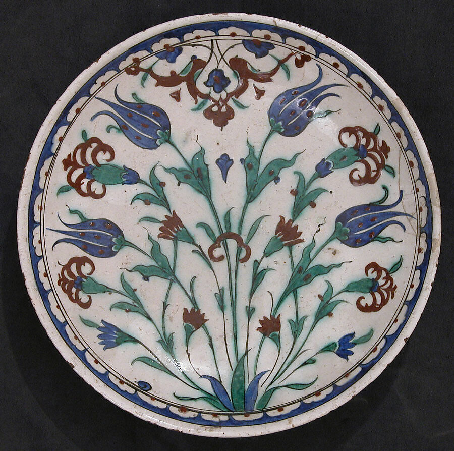 Dish, Stonepaste; painted and glazed