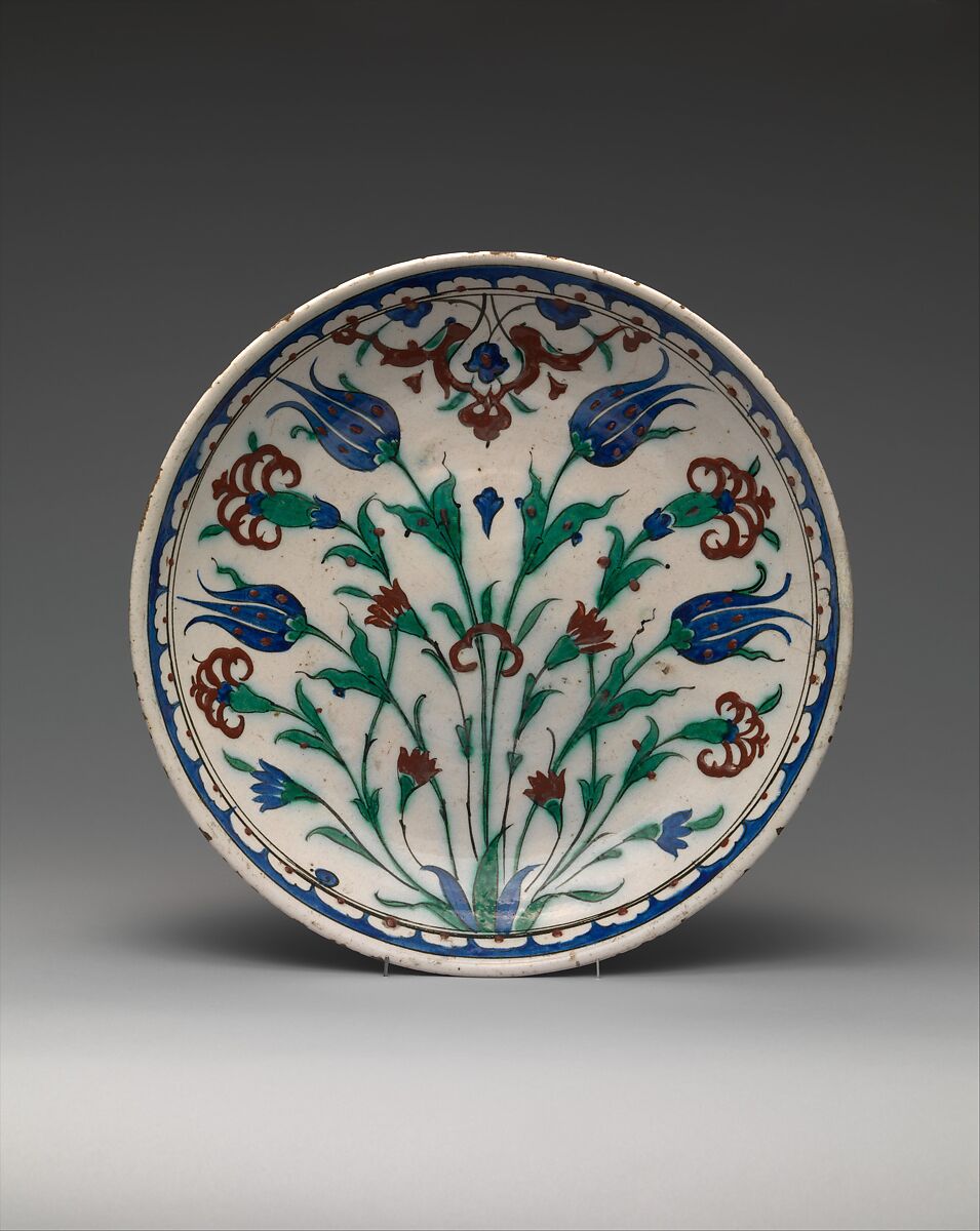 Dish, Stonepaste; painted and glazed 