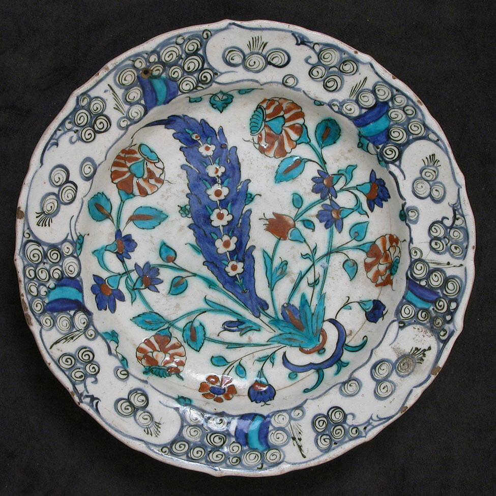 Dish, Stonepaste; painted and glazed 