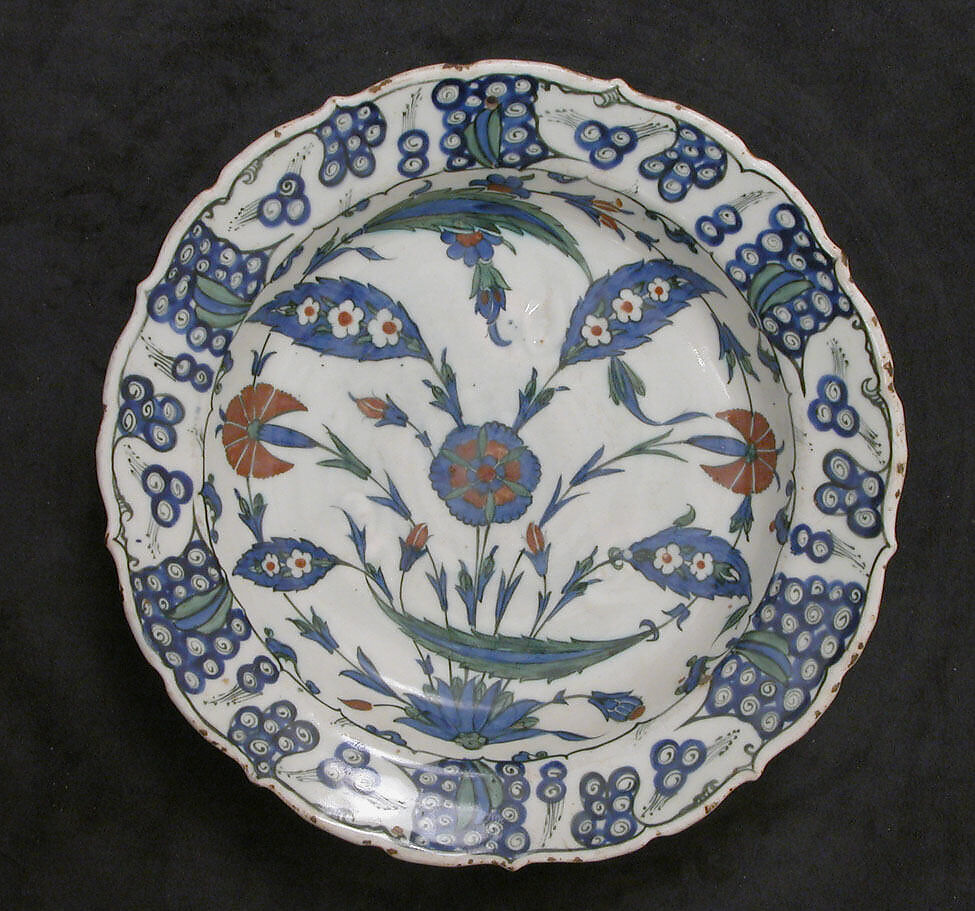 Dish, Stonepaste; painted and glazed 