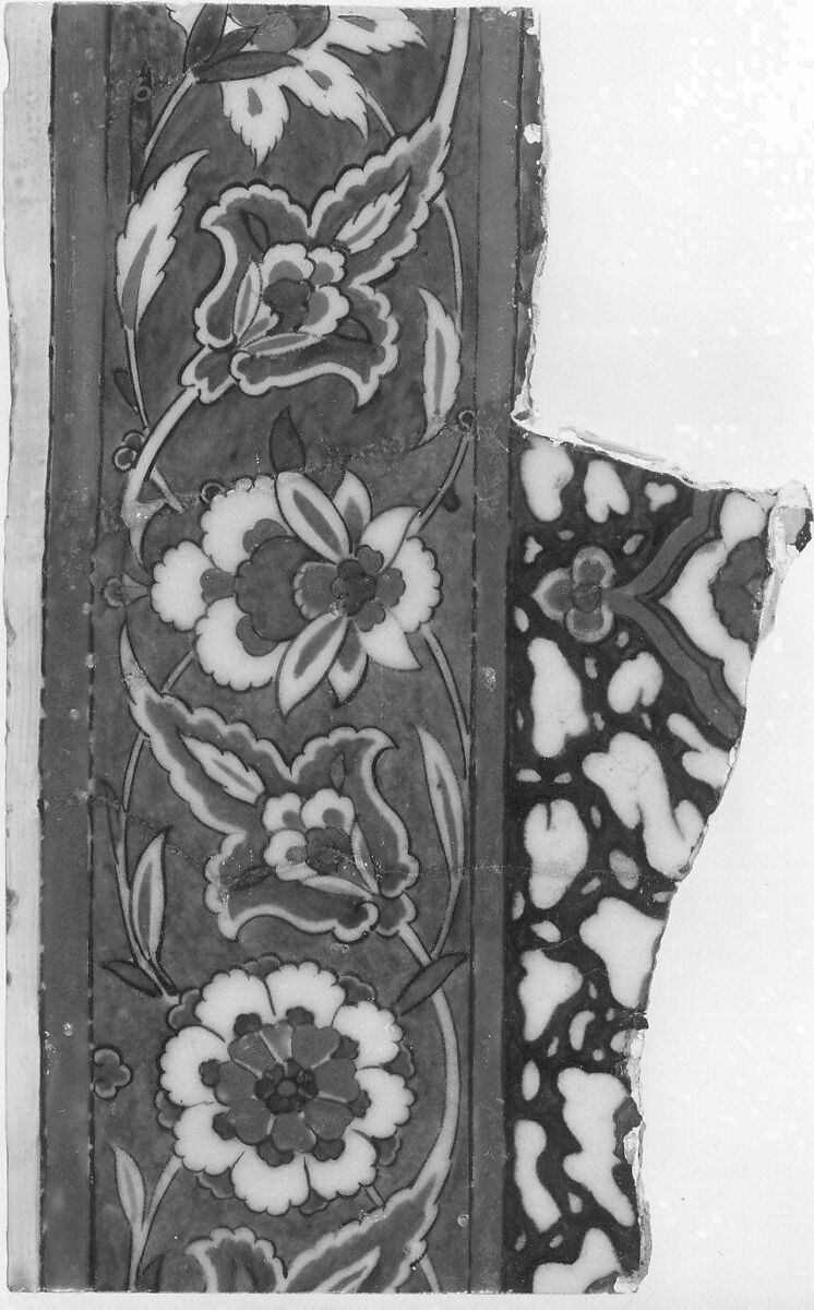 Tile, Stonepaste; glazed